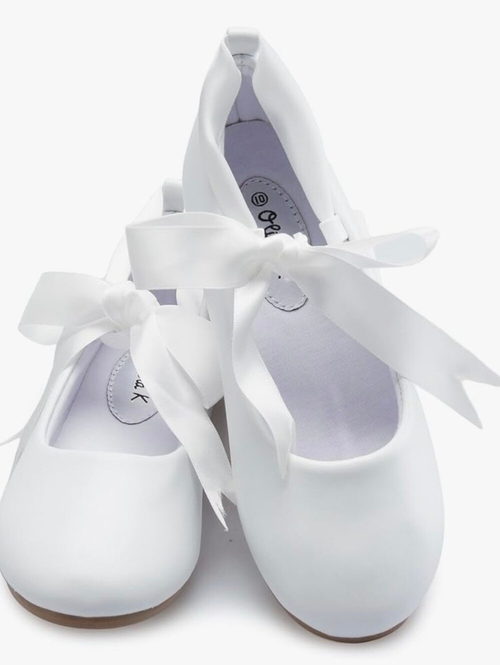 Girls' White Satin Ribbon Dress Flats - Kids Shoes
